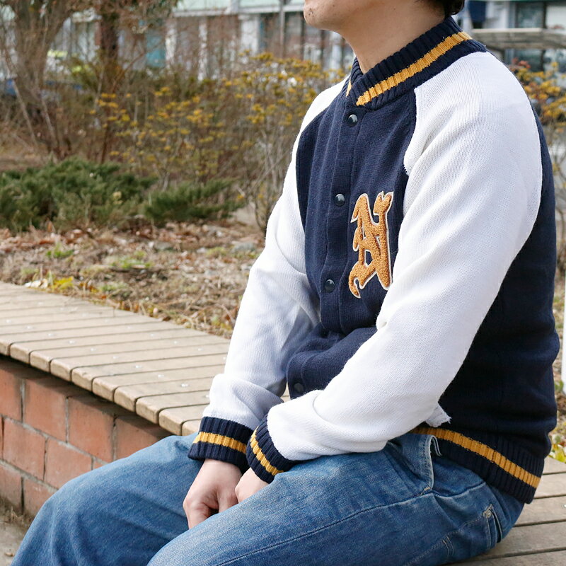 【オリジナル商品】 エスペーラ ユニセックス メンズ レディース アウター カジュアル ESPEARA 居楽仁 853809 ニットスタジャン サガラ ワッペン | ストリート