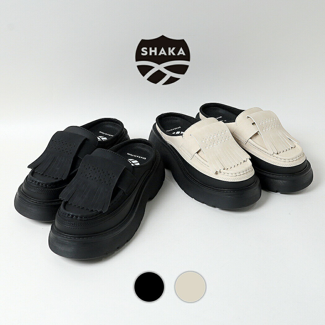 Rakuten - SHAKA シャカ キルト ローファー ミュール チャンキー スニーカー KILT LOAFER MULE CHUNKY BLACK LINEN ( きれいめ タッセル 革靴 黒 ブラック ベージュ 厚底 レディース ウィメンズ SK-308 )