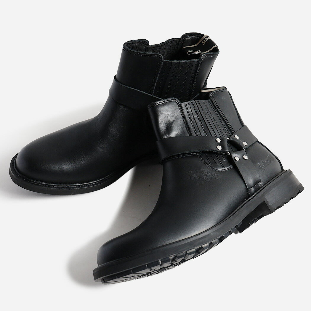 Schott ショット バイクブーツ サイドゴアブーツ レザー リングブーツ ブーツ Leather ring boots BLACK ( ブラック 黒 レザーシューズ 本革 天然皮革 日本製 ショート丈 メンズ ブーツ S24102BLK )