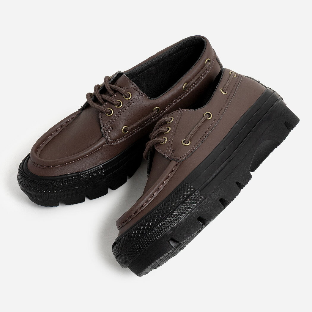 CONVERSE ALL STAR CHUNK MS OX DARK BROWN コンバース 厚底 オールスター チャンク 革靴 デッキシューズ ボートシューズ スニーカー ( ブラウン 茶色 レザー メンズ レディース 31316771 )