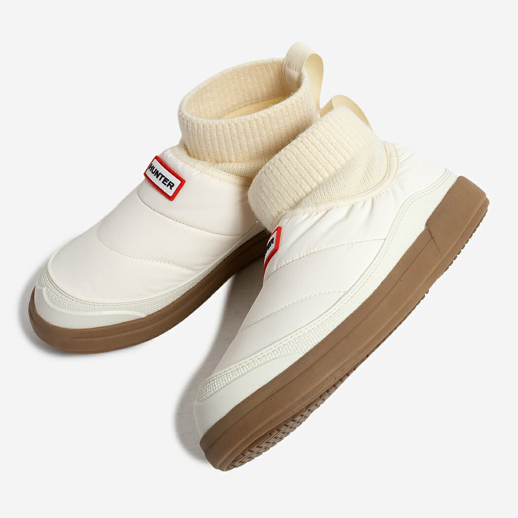 Rakuten - HUNTER ハンター ブーツ インアウトパファーニットカフブーツ WOMEN IN/OUT PUFFER KNITTED CUFF BOOT WHITE/GUM ( 暖かい レディース WFS2265RENWGU )