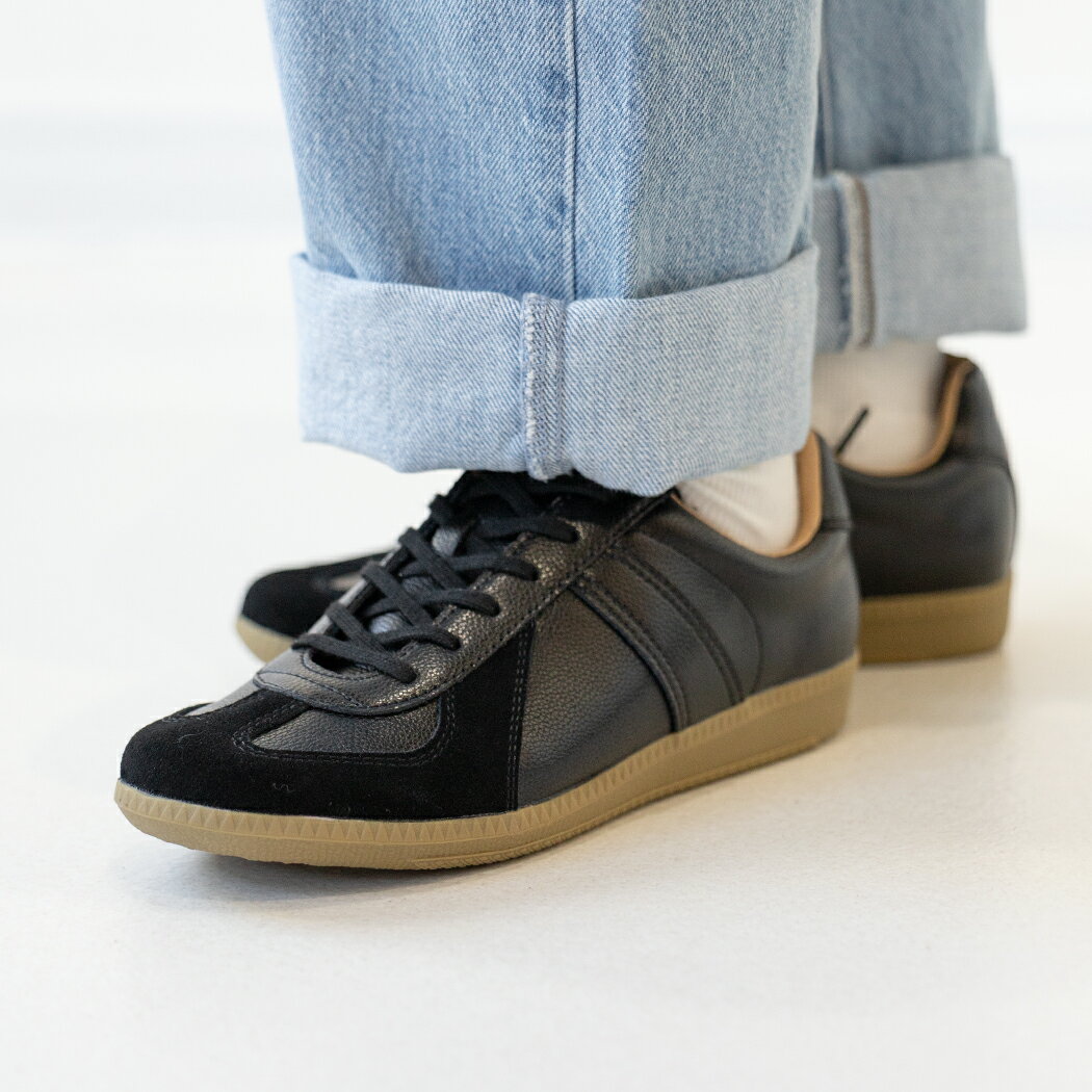 樂天商城 - GERMAN TRAINER ジャーマントレーナー ローカット スニーカー REPRODUCTED EDITION MODEL BLACK ( ブラック 黒 ガムソール 42500BLK )