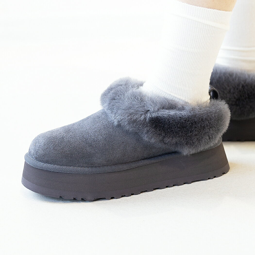 UGG アグ 厚底 タゼル W TAZZELLE ブーツ BOOTS GRAY ( グレー ファー ボア シープスキン スエード 防寒 暖かい レザーブーツ 1171393-OBS )