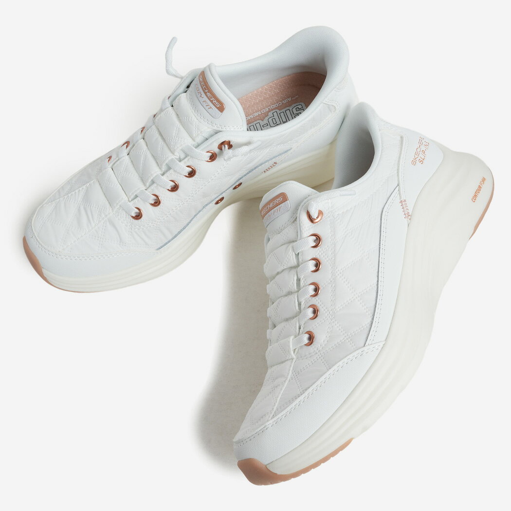 SKECHERS CONTOUR FOAM WHITE/ROSE GOLD スケッチャーズ コンツアーフォーム スニーカー ( ホワイト 白 レディース スリップインズ メンズ 150413BKRG )
