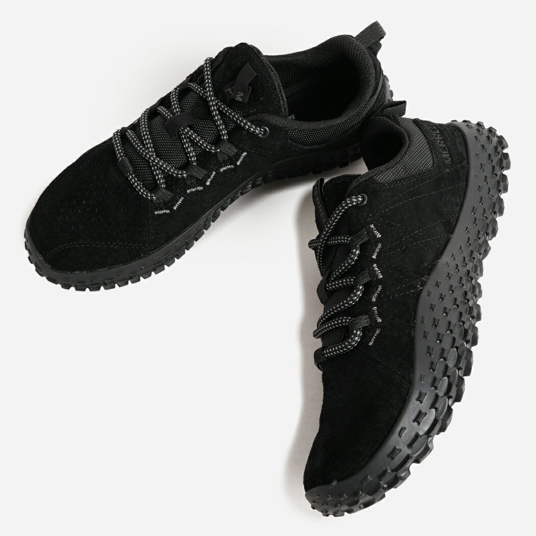 MERRELL メレル W'S WRAPT ウィメンズ ラプト スニーカー BLACK ( ブラック 黒 スエード ハイキング 素足感覚 アウトドア ベアフッド ローカット レディース J037754 )