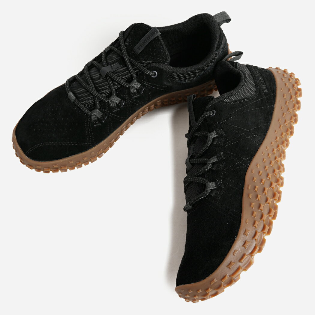 MERRELL メレル M WRAPT メンズ ラプト スニーカー BLACK GUM ( ブラック 黒 スエード ハイキング 素足感覚 アウトドア ベアフッド ローカット ガムソール J007121 )