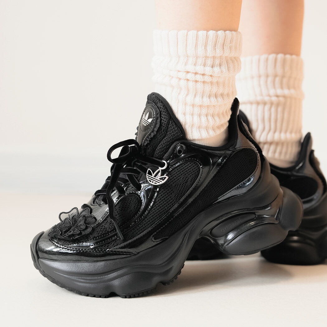 Rakuten - adidas アディダス OZVENUZ オズヴィーナス スニーカー CORE BLACK ( ブラック 黒 厚底 レディース 韓国 Y2K 花 ブーケ かわいい HQ2677 )