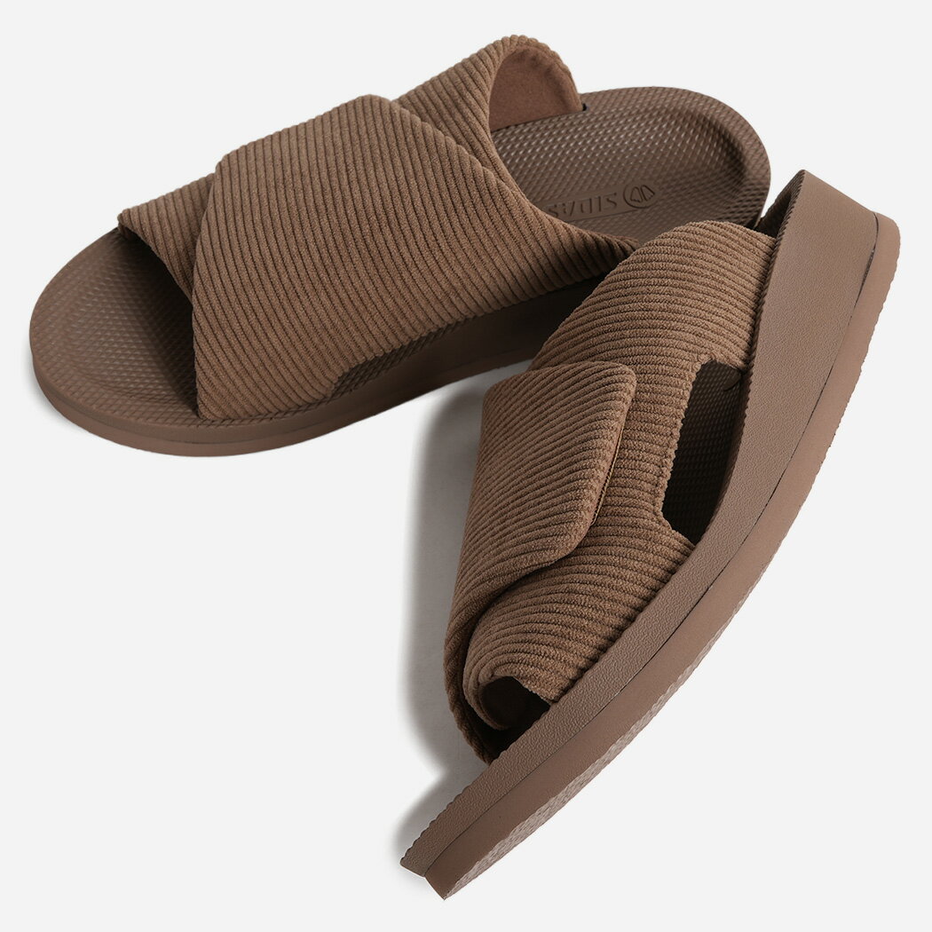 Rakuten - 【ポイント10倍】SIDAS シダス ウチッパ コーデュロイ サンダル スリッパ UTIPPA CORDUROY SANDAL MOCHA ( スライド ルームシューズ リカバリーシューズ 歩きやすい 快適 室内履き )