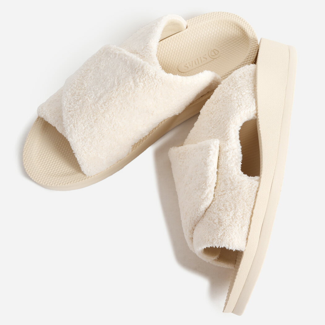 Rakuten - 【ポイント10倍】SIDAS シダス ウチッパ タオル サンダル スリッパ UTIPPA TOWEL SANDAL IVORY ( パイル地 スライド ルームシューズ リカバリーシューズ 歩きやすい 快適 室内履き )