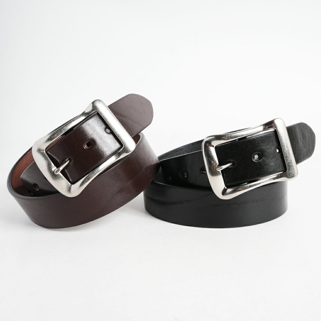 Rakuten - BARNS OUTFITTERS バーンズ 栃木レザー バックル レザー ベルト STANDARD BIG Buckle Leather Belt SILVER BUCKLE ( 本革 アメカジ シルバーバックル 黒 茶色 メンズ LE-4168-0 )