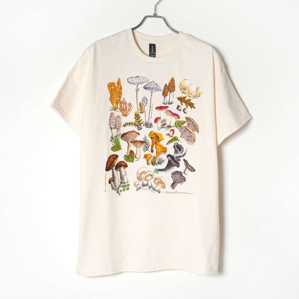 Rakuten - LIBERTY GRAPHICS MUSHROOMS T-shirt NATURAL リバティ グラフィックス Tシャツ トップス Y8U ( 鳥 白 プリント カットソー 半袖 メンズ レディース )