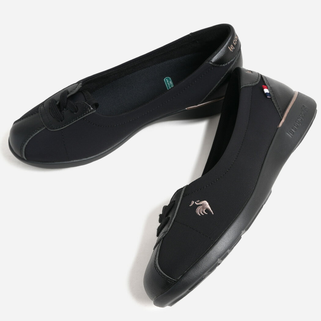 樂天商城 - le coq sportif LCS MONTPELLIER PM BLACK ルコックスポルティフ モンペリエ スニーカー ( 黒 軽量 歩きやすい 快適 消臭 パンプス バレエシューズ レディース LU5SSN25LZ )