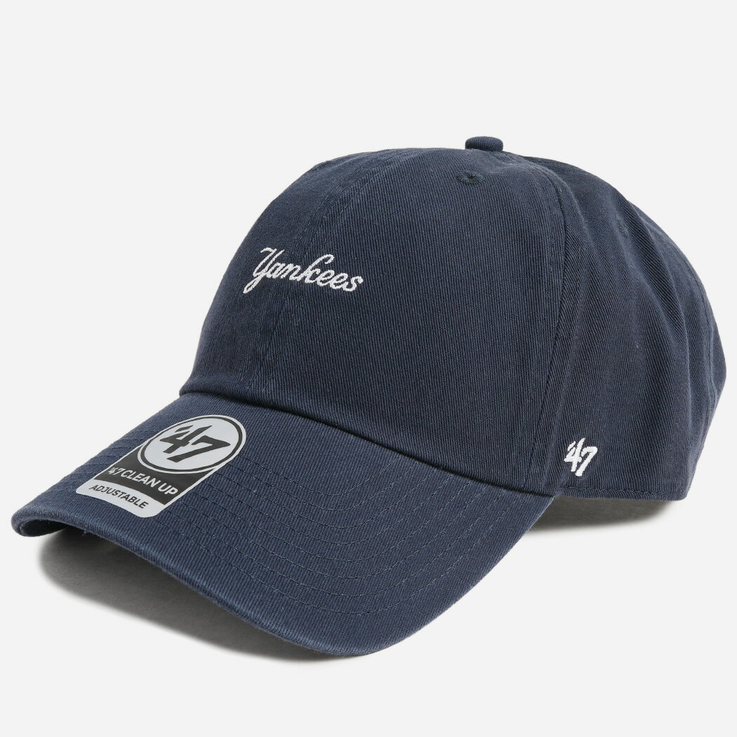 Rakuten - 47 CLEAN UP NEW YORK YANKEES BASE RUNNER SCRIPT CAP NAVY クリーンナップ ニューヨーク ヤンキース ベースボール キャップ 帽子 コットン ロゴ ( NAVY ブルー 青 ネイビー メンズ レディース )