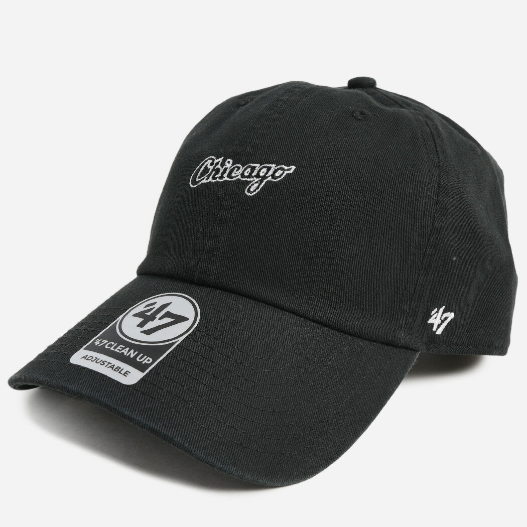 47 CLEAN UP CHICAGO WHITE SOX BASE RUNNER SCRIPT CAP BLACK クリーンナップ シカゴ ホワイトソックス ベースボール キャップ 帽子 ( コットン ワンポイント ロゴ メンズ レディース )