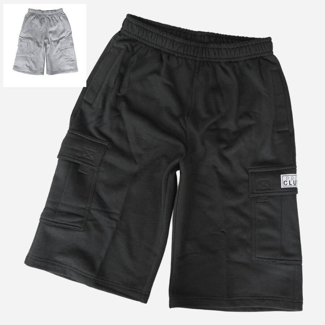 Rakuten - PRO CLUB 167 MEN FLEECE CARGO SHORTS 2COLOR プロクラブ メンズ スウェット カーゴ ショートパンツ ( グレー ブラック ショーツ 短パン 半パン PC-167 )