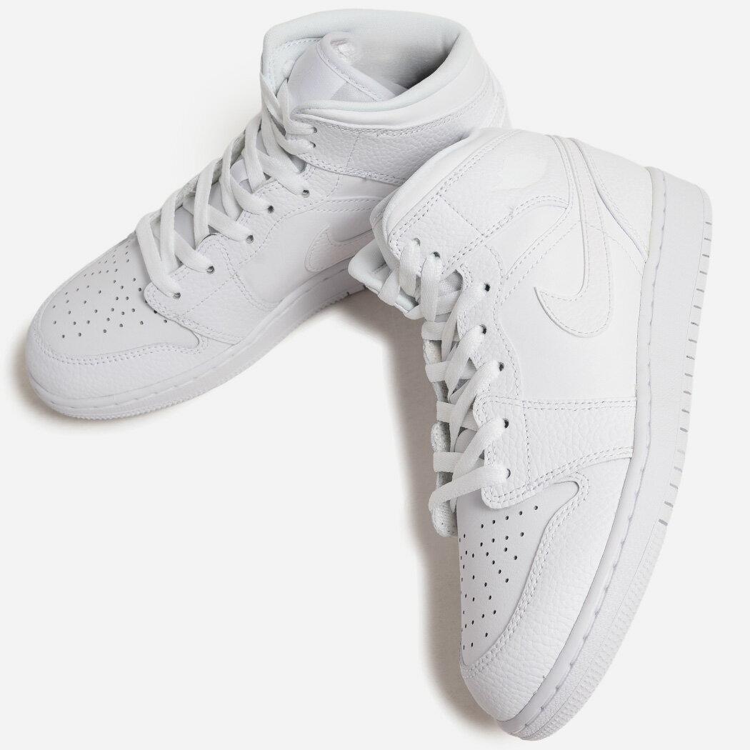 Rakuten - NIKE AIR JORDAN 1 MID GS WHITE ナイキ エア ジョーダン ミッド スニーカー 白 レディース ウィメンズ ( AJ1 554725-130 ホワイト トリプルホワイト )