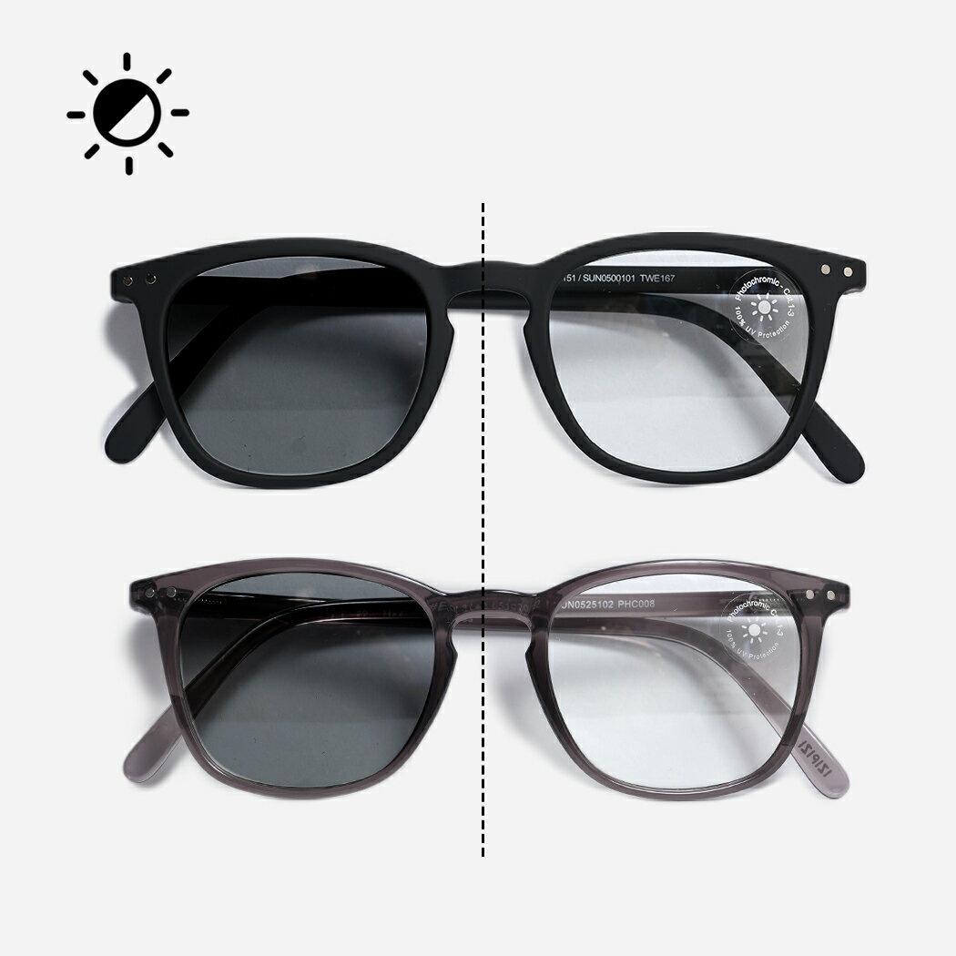 樂天商城 - IZIPIZI SUN LIGHT ADAPTIVE #E 2COLOR イジピジ サン ライト アダプティブ 偏光 サングラス アイウェア ( 眼鏡 メガネ 黒 グレー ウェリントン メンズ レディース )