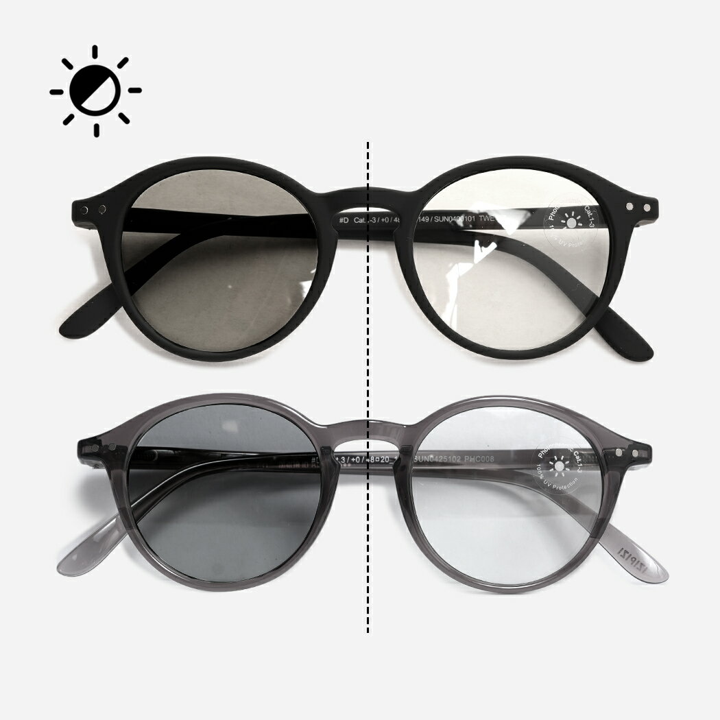 樂天商城 - IZIPIZI SUN LIGHT ADAPTIVE #D 2COLOR イジピジ サン ライト アダプティブ 偏光 サングラス ( アイウェア ボストン 眼鏡 メガネ 黒 グレー メンズ レディース )