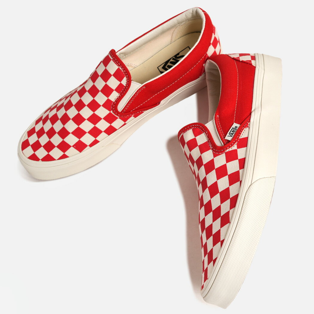 樂天商城 - VANS CLASSIC SLIP-ON TOMATO ヴァンズ クラシック スリッポン スニーカー ( チェッカーズ キャンバス バンズ ローテク メンズ レディース レッド 赤 VN000D6YH2D )