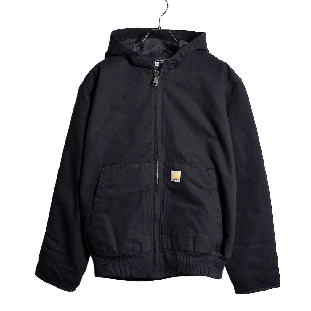 CARHARTT カーハート ジャケット フード アウター Insulated Active Jac Loose Fit Washed Duck "BLACK" ( 黒 ブラック ワークジャケッ..