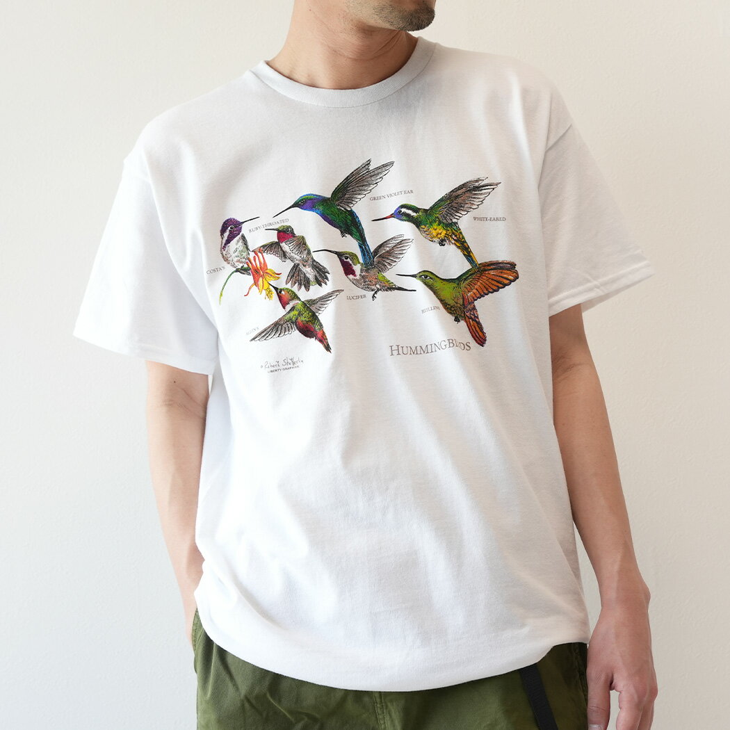 樂天商城 - LIBERTY GRAPHICS Hummingbirds T-shirt WHITE リバティ グラフィックス Tシャツ トップス 472 ( 鳥 白 プリント デザイン アート 半袖 プリント メンズ レディース )