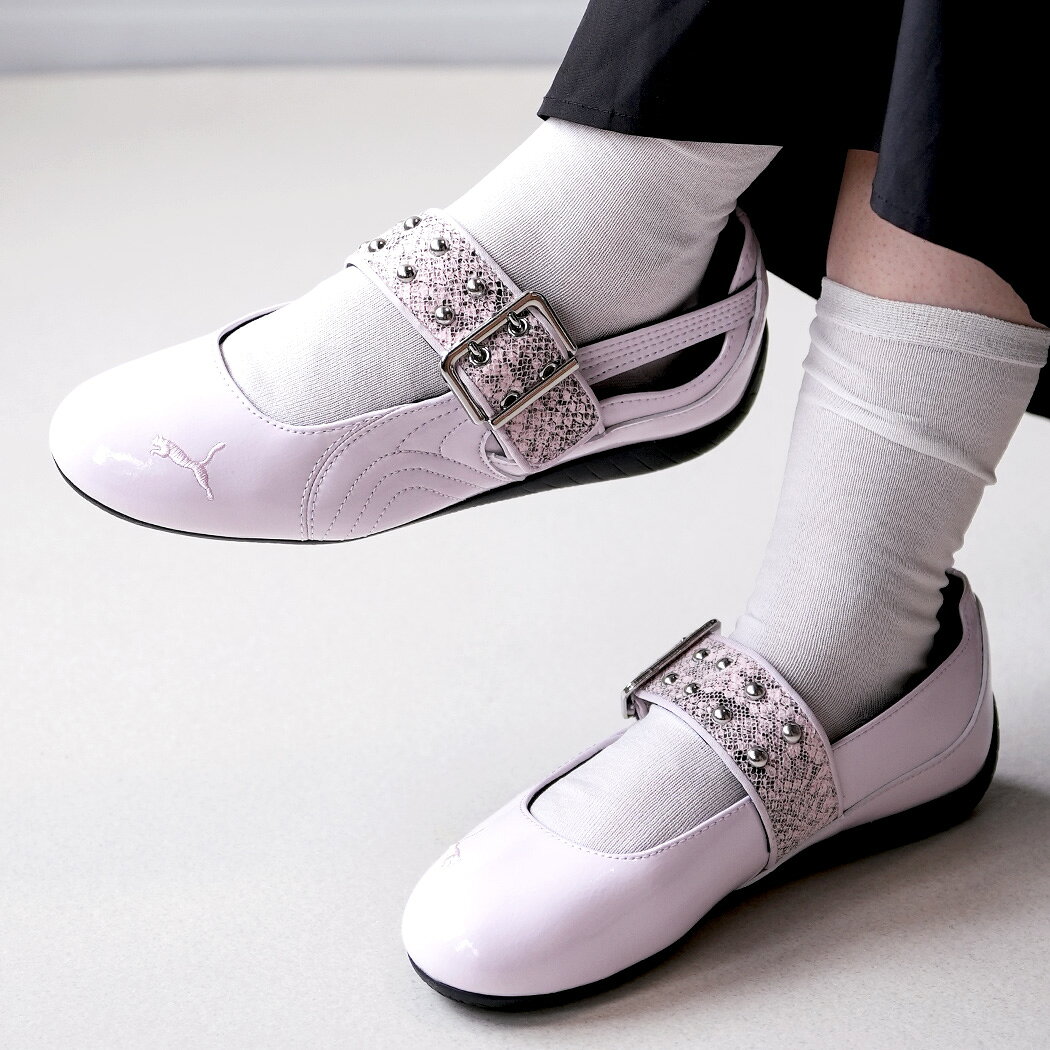 PUMA SPEEDCAT BALLET DRESS-UP II WN POWDER PINK-PUMA BLACK プーマ スピードキャット バレエ ドレス アップ スニーカー ( 薄底 パイソン バックル ベルト ウィメンズ レディース 408266-01 )