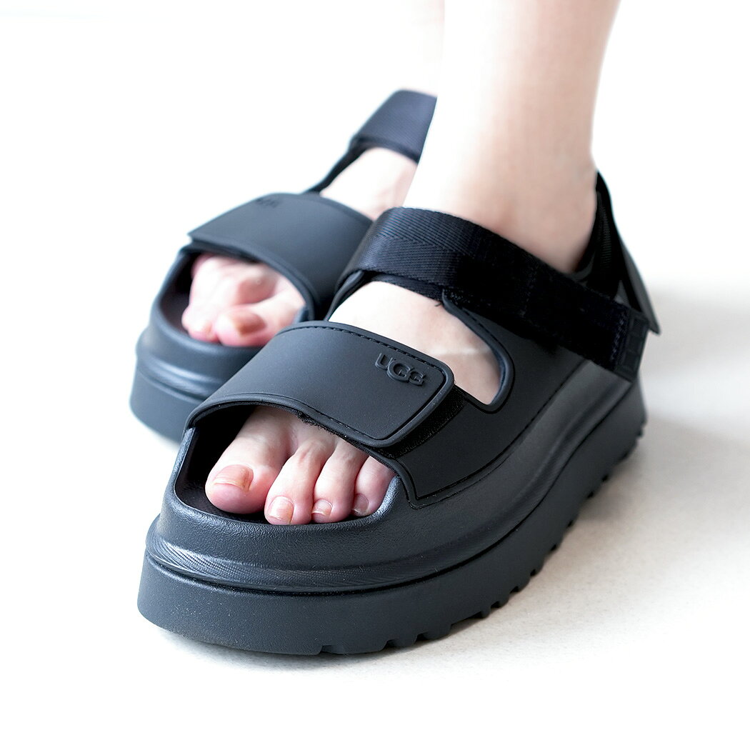 UGG W GOLDENGLOW "BLACK" アグ ウィメンズ ゴールデングロウ サンダル スライド レディース ( 黒 ブラック 厚底 ストラップ ベルト ラバー ウィメンズ 1152685BLA )