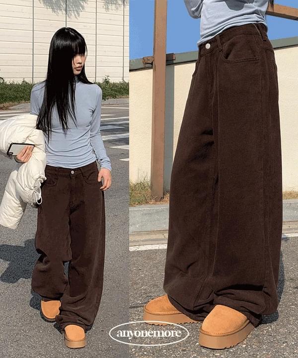 キャンプワイドウィンター起毛コットンパンツ パンツ ワイドパンツ レディース｜韓国 anyonemore｜コーディブック