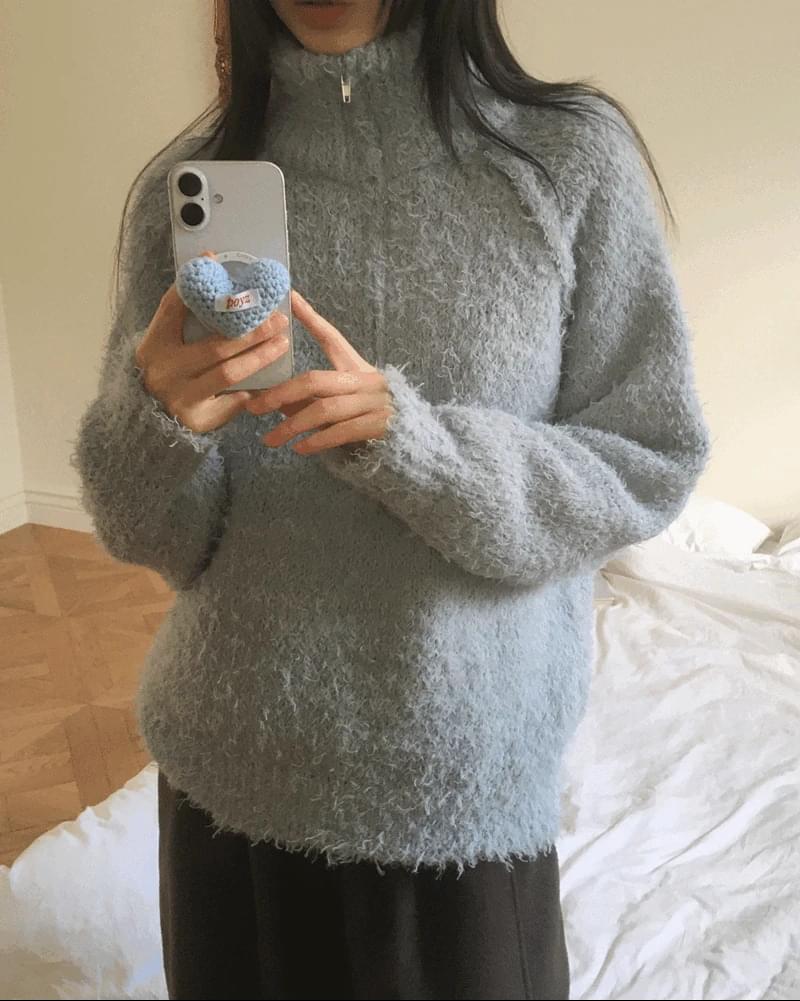 ジクル・ルーズジップアップ・ハーフ・ジップブックルニット ニット タートルネック レディース｜韓国 ..