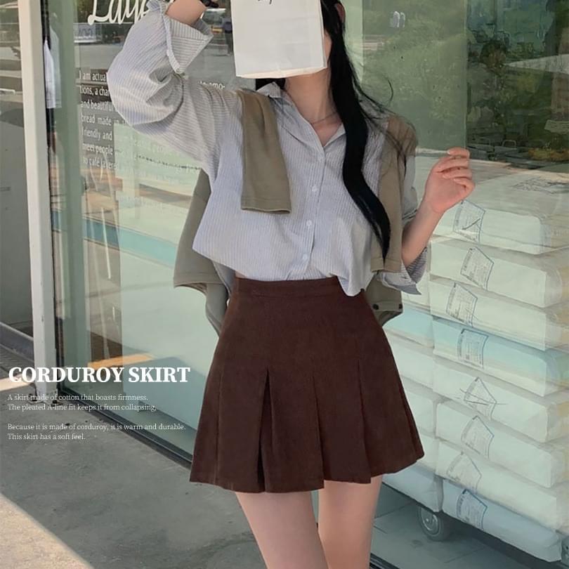 コーデュロイAラインプリーツミニスカート スカート プリーツスカート レディース｜韓国 BEIDELLI｜コーディブック