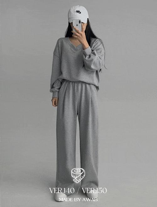 ＃AWBMADE：_オンオフバンディングピンタックワイドパンツ パンツ スウェットパンツ レディース｜韓国 AWAB｜コーディブック