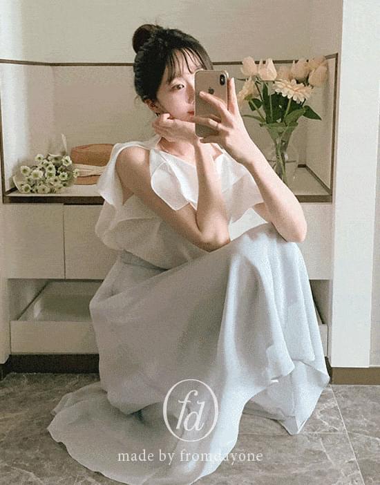 Made）ソルベ女優フィットシフォンロングスカート スカート スリップドレス レディース｜韓国 FROMDAYO..