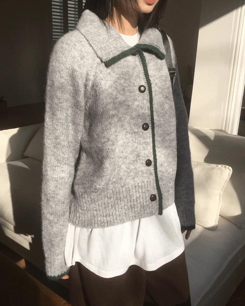 ルーペライン配色オーバーフィットカラーニットカーディガン カーディガン / ベスト カーディガン レデ..