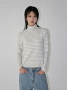 ANGORA STRIPE POLA T ニット レディース|韓国 AAKE|コーディブック(4)