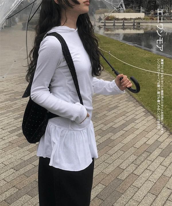 フフフリルレイヤードフードワンピース ミディワンピース レディース｜韓国 anyonemore｜コーディブック