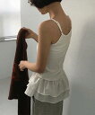 リーフフリルレイヤードスリーブレストップ ノースリーブ タンクトップ レディース|韓国 DAILYJOU|コーディブック(4)