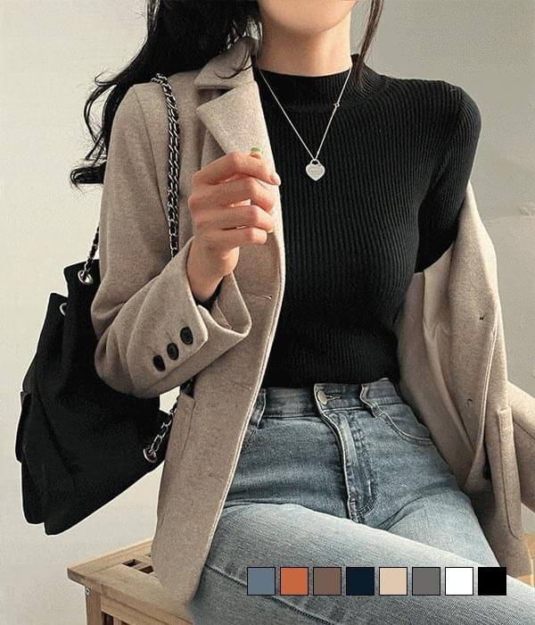 ミュート柔らかいタッチ感のリブハーフネックニット ニット セーター レディース｜韓国 gifteabox｜コ..