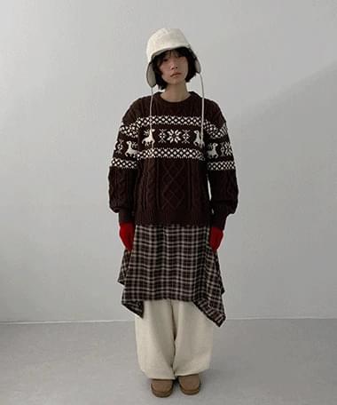 ツイストディスプレッツェルノルディックオーバーフィットニット ニット セーター レディース｜韓国 DA..