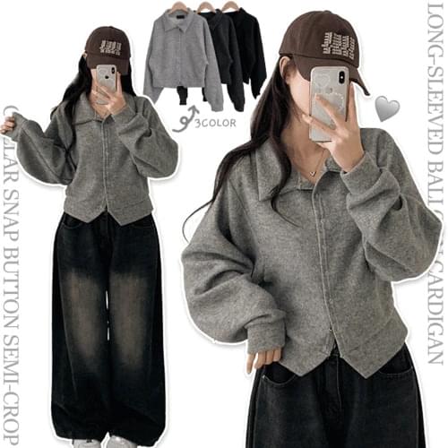 ダモツアバンピットカラバルーンクロップカーディガン カーディガン / ベスト レディース｜韓国 peachm..