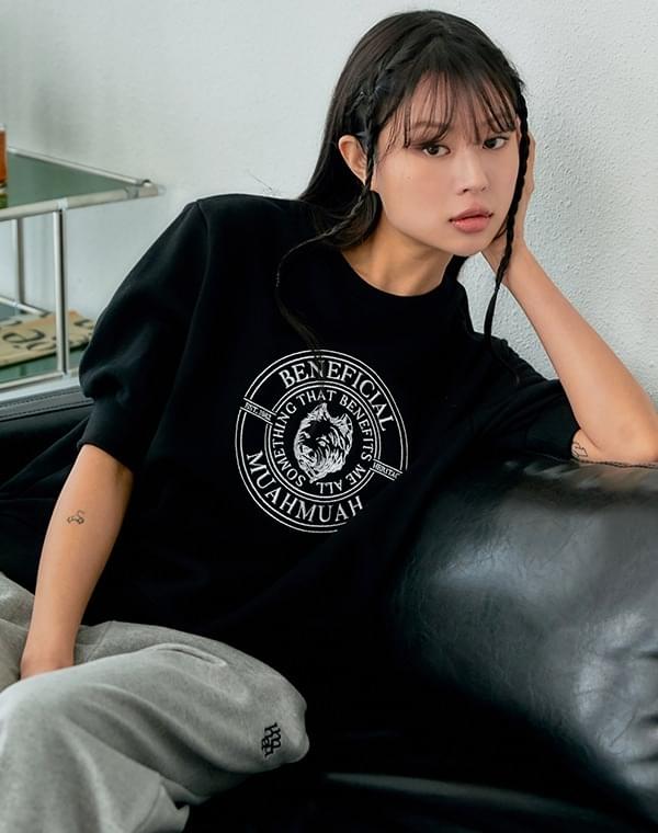 グラフィックステッチハーフスウェットシャツ シャツ スウェットシャツ レディース|韓国 muahmuah|コーディブック