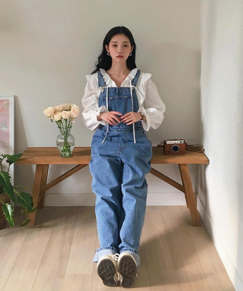 トレッタダメージオーバーロール パンツ レディース｜韓国 Daltt｜コーディブック