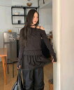 ラティブアンバルストリングホルターネックアンバランスドットTシャツ-2color 長袖 Tシャツ ブラウス レディース|韓国 moaround|コーディブック