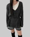 ダービオンVネックラップニットTシャツ ニット カーディガン レディース|韓国 MAENIQUE|コーディブック(4)