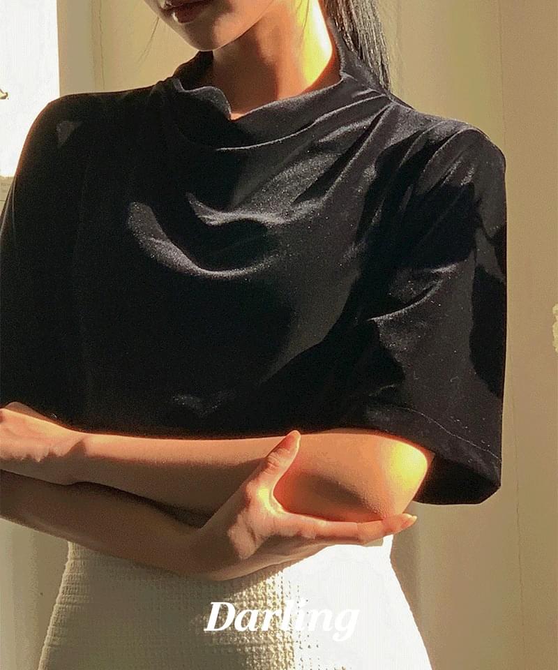 [MADE]グローベルベットモックネック半袖ブラウス ブラウス レディース｜韓国 Daltt｜コーディブック