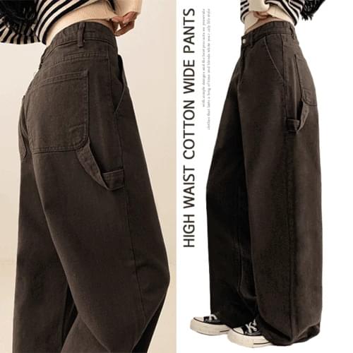 ウィズリングハイウエストカーフェンダーコットンワイドパンツ パンツ デニムパンツ レディース｜韓国 peachmode｜コーディブック