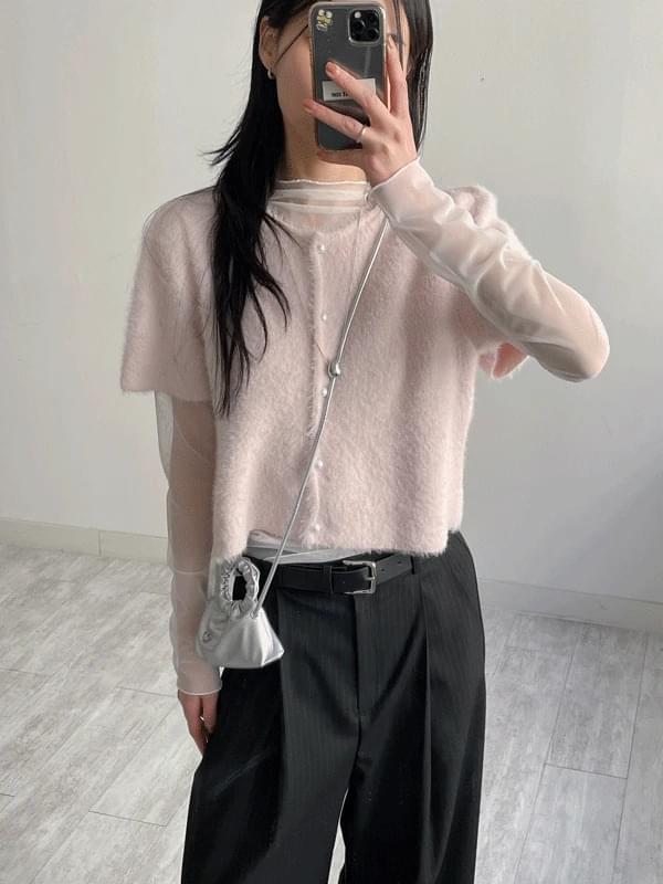 パールパフハーフカーディガン カーディガン / ベスト カーディガン レディース｜韓国 inchant me｜コーディブック