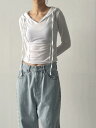 ピンタックフードネックスリムフィットTシャツ 長袖 Tシャツ レディース|韓国 inchant me|コーディブック(4)