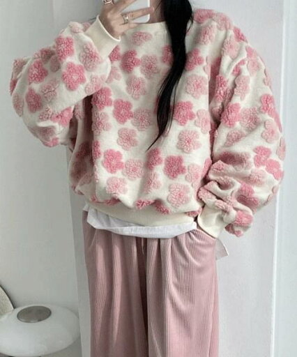パンフロナルーズフィットフラワーダンブルポーグルスウェットシャツシャツ 長袖 Tシャツ スウェットシャツ レディース|韓国 moonbeagle|コーディブック パンフロナルーズフィットフラワーダンブルポーグルスウェットシャツシャツ 長袖 Tシャツ スウェットシャツ レディース|韓国 moonbeagle|コーディブック