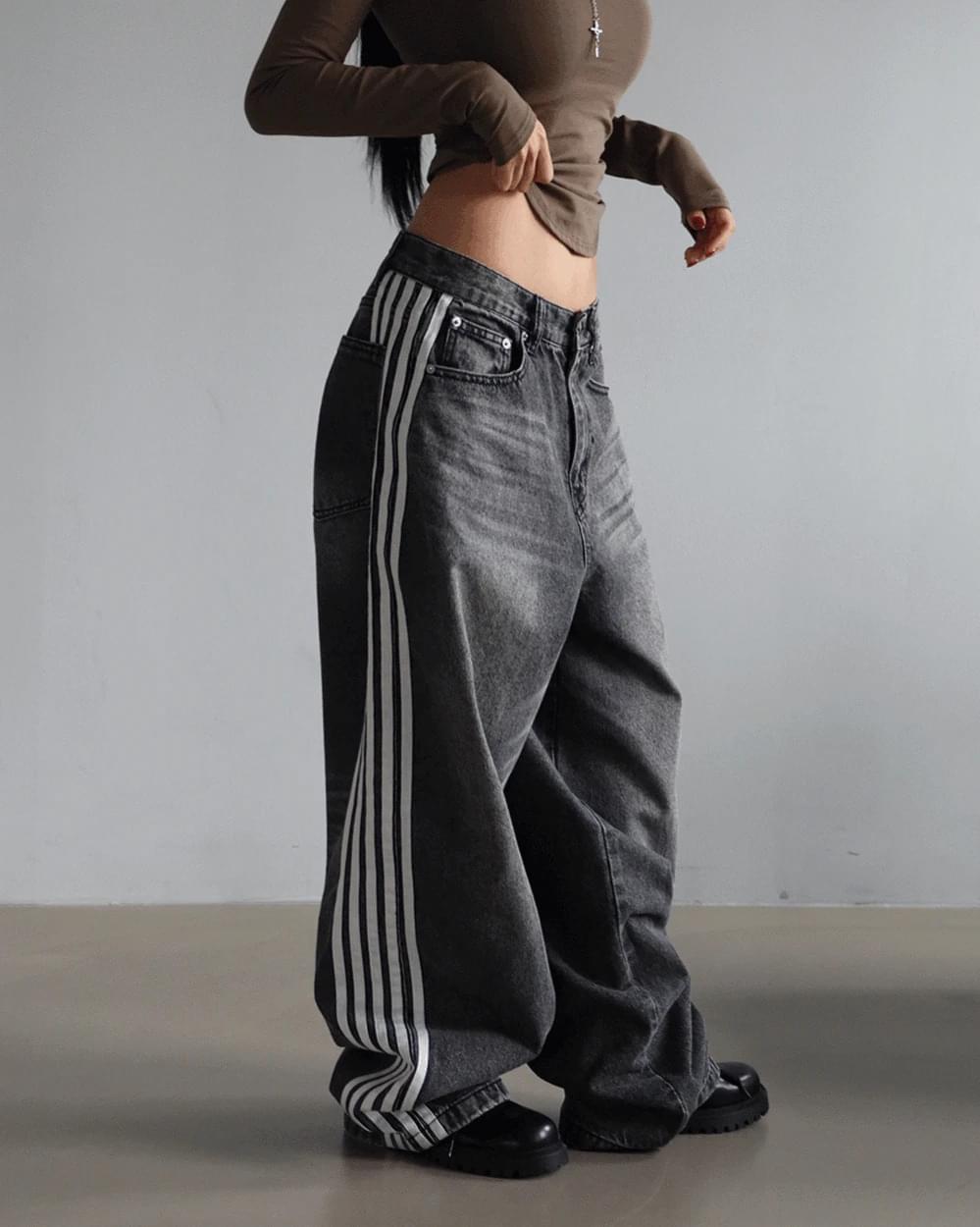 ファイブトラックワイドジーンズ デニムパンツ レディース｜韓国 Delight-J｜コーディブック