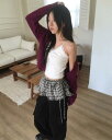 イーソンチェックレイヤードミニラップスカート スカート バギーパンツ レディース|韓国 wonderwonder|コーディブック